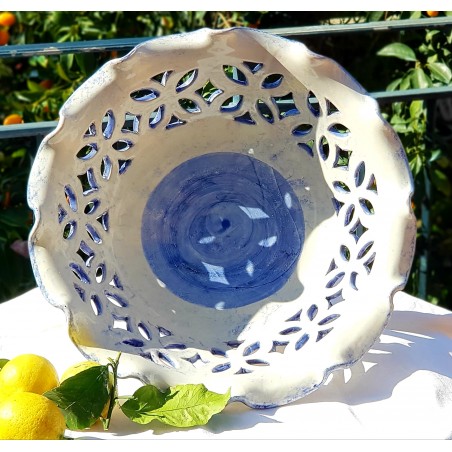 Alzata Centrotavola Traforato Blu 40 x 21 cm