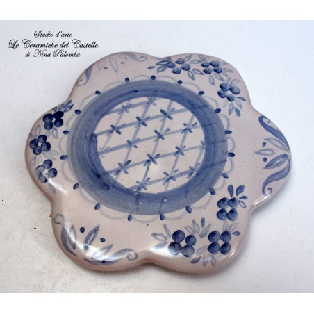 Sottopentola a fiore Linea Fiori Blu 12 x 12 cm