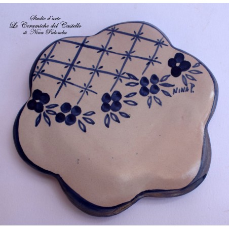 Sottopentola a fiore Linea Fiori Blu 12 x 12 cm