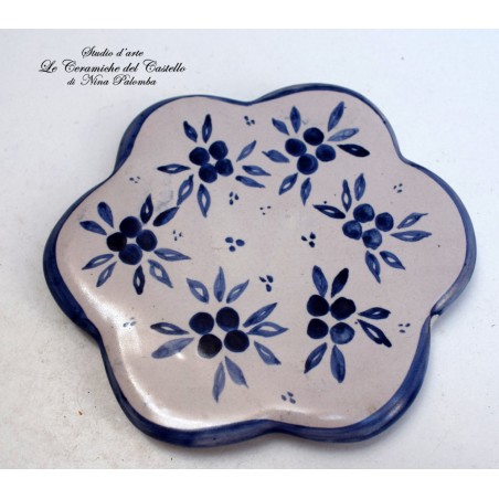 Sottopentola a fiore Linea Fiori Blu 12 x 12 cm