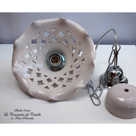 Lampadario diam. 25 cm. Traforato Linea Bianco