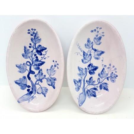 n.2 Ovali Edere Blu per Antipasti e Contorni 18,5 x 11 cm