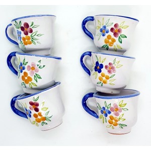 Set Caffé: Vassoio, 6 tazzine e zuccheriera Fiori Blu