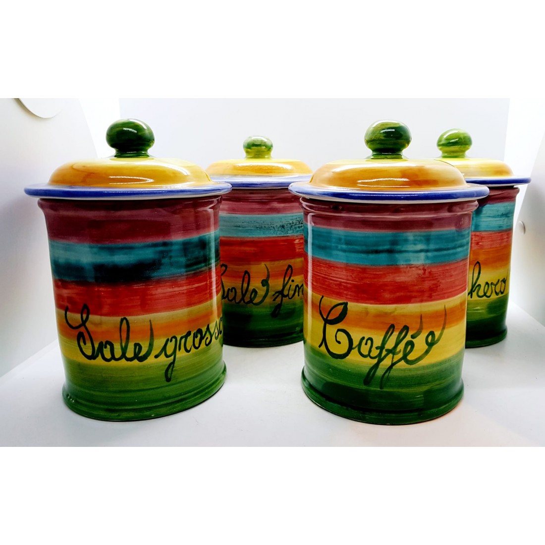 Set barattoli sale zucchero caffè in ceramica decorata Limoni Art 8