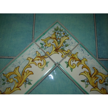 Fascia a pavimento Decoro Classico Fiori di Pesco Azzurro