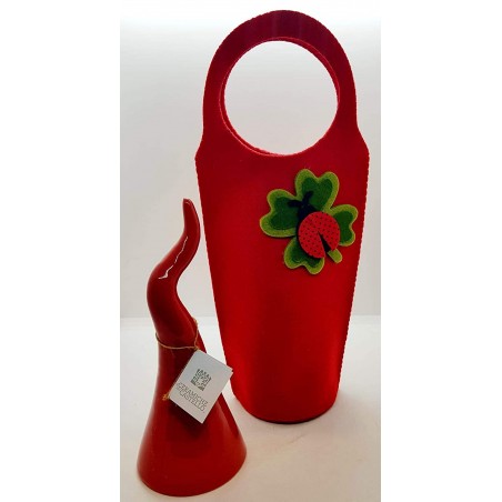 Corno Portafortuna + Sacchetto in feltro 20 x 7 cm