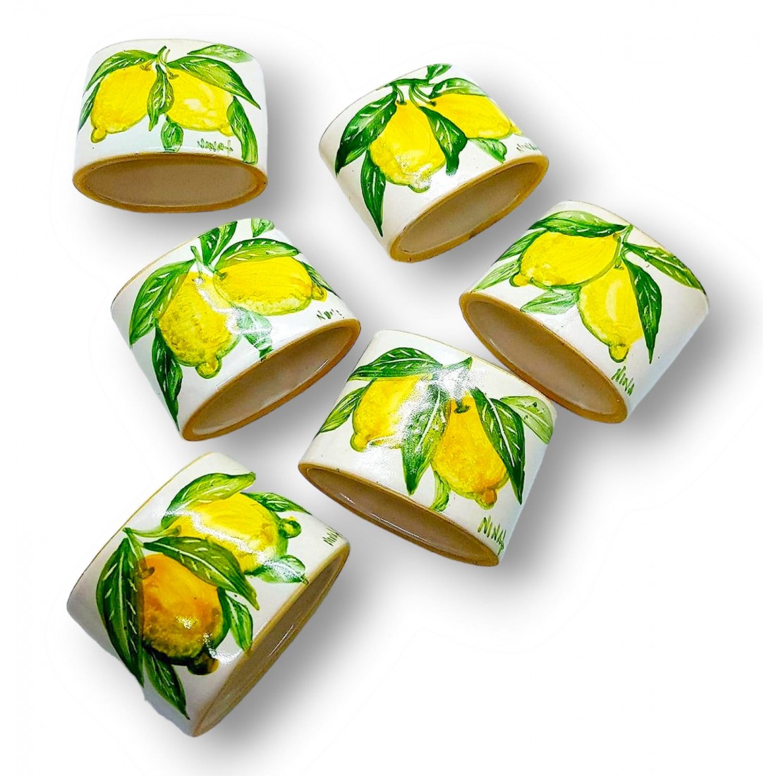Set Di 6 Portatovaglioli A Forma Di Limone Con Strass – Oro Giallo, Diametro 4,1 Cm, Per Decorazioni Tavola